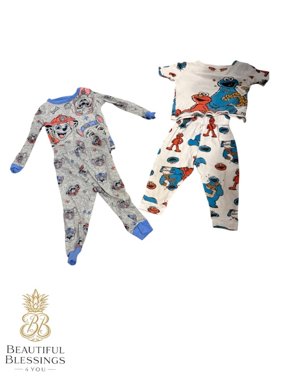 Sesame Street & Paw Patrol Kids Pajama Sets - Blue, Gray, White, Red, Blue